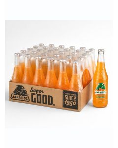 Mandarin Flavour Mexican Carbonated Soft Drink Soda in Glass Bottles, Citrus Fizzy Refreshing Beverage, 370 ml Each, Made in Mexico Since 1950, Case Pack of 24