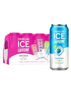 Sparkling Ice Caffeine Variety Pack Flavored Sparkling Water Zero Sugar with Vitamins and Antioxidants 16 fl oz 12 count Citrus Twist Black Raspberry Blue Raspberry Strawberry Citrus