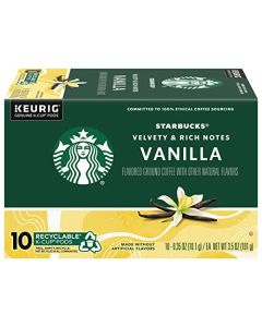 Starbucks Flavored Coffee KCup Pods Vanilla Flavored Coffee Made without Artificial Flavors Keurig Genuine KCup Pods 10 CT KCupsBox Pack of 1 Box