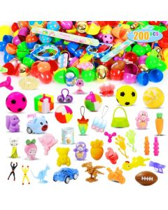 SINFOX 200 Pcs Prefilled Easter Eggs with Toys InsideEaster Basket Stuffers Gifts in Surprise EggsPrizes Classroom EventsGifts Bulk FillersEaste Party Favors