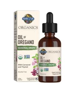 Garden of Life Organics Oil of Oregano Seasonal Drops 1fl oz 30 mL Liquid Concentrated Plant Based Immune Support AlcoholFree Organic NonGMO Vegan Gluten Free Herbal Supplements