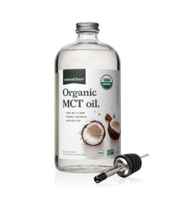 Natural Force Organic MCT Oil Pure Glass Bottle Made from 100 Cold Pressed Virgin Coconut Oil Certified Keto Paleo Kosher Vegan NonGMO Lab Tested for Quality and Purity 32 Ounce