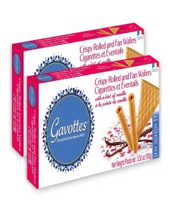 Gavottes Ice Cream Wafer Cookies 100g - Wafer Rolls & Fan Wafers 2 Pack / Crisp & Crunchy Wafer Thins, Made in France by Gavottes / 2 boxes of 20 French Gaufrettes (2 x 100g/3.52oz)
