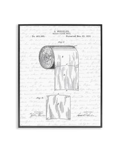 Stupell Industries Toilet Paper Roll Patent Black And White Bathroom Design Black Framed Art 24 x 30 MultiColor