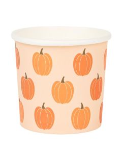 AimFun 50 Pcs Fall Treat Snack Cups Pumpkins Ice Cream Cups 9oz Thanksgiving Autumn Disposable Paper Dessert Bowls for Sundae Frozen Hot Cold Soup Birthday Baby Shower Party Supplies