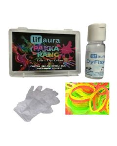 Prokart Lifaura Pakka Rang Kit Fabric Dye Includes Pack of 5 Sachets 5g Each 25g Pack 30g Dyfixer 2pair Gloves and 5 Rubber Band Pack of 5 Sachets ShadeA05 Fuscia Pink