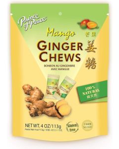 Prince of Peace Mango Ginger Chews - 4 oz Natural Candied Ginger Candy for Nausea