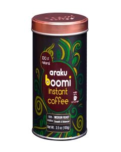 BOOMI INSTANT COFFEE Araku Boomi Premium Single Origin Instant Coffee Powder, Medium Roast, Made From 100% Arabica Beans From Araku Valley / Best Instant Coffee Without Mold / 3.5 Ounce Can