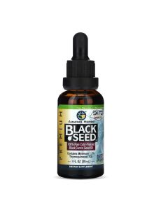 Amazing Herbs Premium Black Seed Oil Cold Pressed Nigella Sativa Aids in Digestive Health Immune Support Brain Function Joint Mobility Gluten Free Non GMO 1 Fl Oz