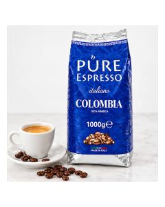 Pure Espresso Colombia Coffee Beans 1kg – 100% Arabica, Whole Bean, Medium Roast, Italian Roast
