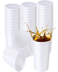 Yungyan 36 Pack 16oz Stadium Cups Reusable Plastic Cups Blank Drink Tumblers for Parties, Events, DIY Projects, 4.5 x 3.54 x 2.72 Inch (White)