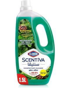 Clorox Scentiva Disinfectant Floor Cleaner 1.5L - Mediterranean Pine Forest, Kills 99.9% of Viruses and Bacteria, Bleach Free