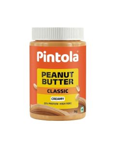 Pintola Original Classic Peanut Butter Creamy 1kg - High Protein, High Fiber, Premium Roasted Nuts, Gluten Free, Zero Trans Fat, MUFA Good Fats, Vit E & B3, Dairy Free