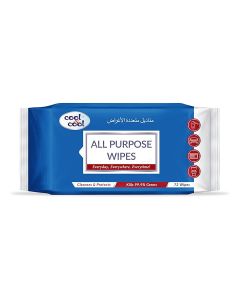 Cool & Cool All Purpose Wipes 72's - Cleanses & Protects,Kills 99.9% Germs, Disinfectant, Stain Removal & Travel Friendly