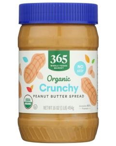 365 by Whole Foods Market Organic Crunchy Peanut Butter Spread No Stir 16 Ounce