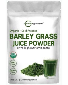 Micro Ingredients Organic Barley Grass Juice Powder 10 Ounce Cold Pressed US Grown Rich in Immune Vitamin Fibers Minerals Antioxidants and Protein Support Immune System and Digestion Vegan