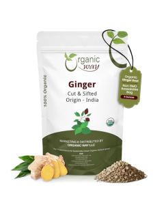 Organic Way Premium Dried Ginger Root Cut Sifted Zingiber officinale Organic Kosher Certified Raw Vegan Non GMO Gluten Free USDA Certified Origin India 14 LBS