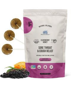 MommaBear Natural Sore Throat Care Lollipops Elderberry Honey Kids Cough Lollipops Organic Sick Essentials Lolli Treats No Artificial Additives Tightly Sealed for Freshness 10 Pack