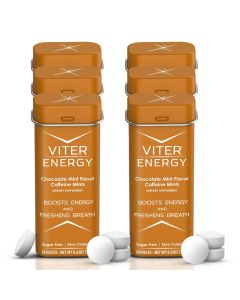 Viter Energy Caffeinated Mints 40mg Caffeine B Vitamins Sugar Free Chocolate Mint 20pcs 6 Pack