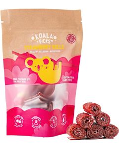 Koala Picks 6pcs Strawberry Fruit Rolls – No Preservatives – Healthy, Natural Snack for Kids Lunch Boxes & Adults – Made with Strawberries, Apples, and Honey - Nutritious Treat for Lunchbox