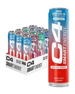 Cellucor C4 Smart Energy Drinks Variety Pack, Sugar Free Performance Fuel & Nootropic Brain Booster, Coffee Substitute or Alternative, 4 Flavor Berry Breeze Variety 12 Pack