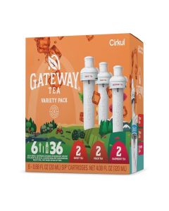 Cirkul Gateway Tea Flavor Cartridge Variety Pack with Caffeine, 6-Pack (2 Sweet, 2 Peach, 2 Raspberry), No Sugar, Zero Calorie Drink Mix