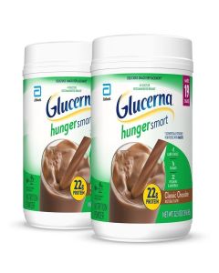 Glucerna Hunger Smart Powder, Diabetic Drink to Support Blood Sugar Management, 22g Protein, 130 Calories, Classic Chocolate, 22.3-oz Tub, 2 Count