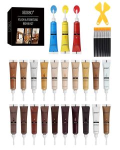 SEISSO Furniture Repair Kit 50 Pcs, 24 Colors Wood Fillers, Wood Paint, Wood Repair Kit, Wood Touch up Fillers Repair Scratches, Discoloration, Cracks, Stains, for Wooden Tables, Cabinet, Floors, Door