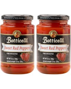 Botticelli Fire Roasted Sweet Red Peppers - 12oz Jars (Pack of 2) - Gluten-Free