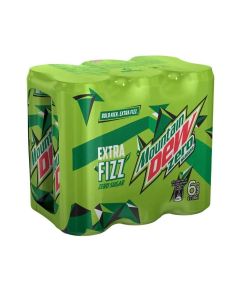 Mountain Dew Zero Sugar Extra Fizz Carbonated Soft Drink Pack (6 x 330ml)