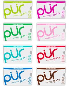 PUR Gum Variety Pack / Aspartame Free Chewing Gum with 100% Xylitol / 9 Pieces per Flavor, Pack of 8