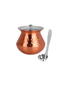 Amanda Copper Finish Ghee Pot with Lid 250ml Premium Stainless Steel Ghee Container ToxinFree Ghee Dispenser for Oil Curd Milk Spices FoodGrade Multipurpose Storage Pot
