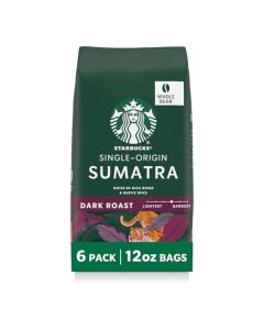 Starbucks Whole Coffee Beans Dark Roast Hot or Iced Coffee SingleOrigin Sumatra Six 12 oz Bags