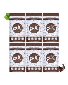 PUR Gum Aspartame Free Chewing Gum 100 Xylitol Natural Chocolate Mint Flavored Gum 55 Pieces Pack of 6