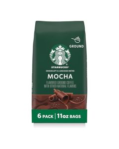 Starbucks Ground Coffee Flavored Hot or Iced Coffee Mocha Six 11 oz Bags