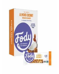 Fody Foods Snack Bars, Almond Coconut, 1.41 Oz (Pack of 12), 6g Protein, Low FODMAP, Gut & IBS Friendly, Vegan, Lactose Free, Non-GMO, Gluten Free