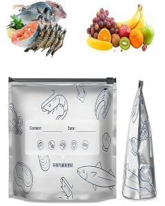 AASHRIT 2 PCS Reusable Aluminum Food Storage Bag, Stand Up Foil Sealable Bags with Zip Lock,Food Storage Preservation Bags, Leakproof Aluminium Foil Fresh keeping Bag for Vegetable Fruit Meat