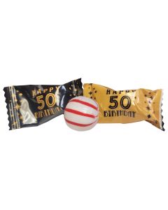 50th Birthday Themed PEPPERMINTS 100 Count Wrapped Mint Candy