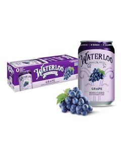 Waterloo Sparkling Water Grape Naturally Flavored 12 Fl Oz Cans Pack of 12 Zero Calories and Zero Sugar or Sweeteners