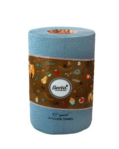Beeta Kitchen Towel Paper Roll/Coloured Kitchen Tissue Towel Roll (Pack of 3)- 106 Pulls x 3 Ply (Assorted or Identical Col.) 100% Natural Cellulose Fiber