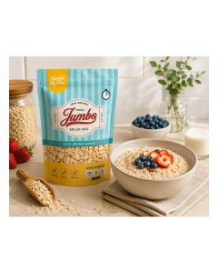 Elephant & Fig Tree Original Norwegian Jumbo Rolled Oats 500g / 100% Whole Grain Oatmeal / High Fiber / Vegan / Healthy Breakfast / Perfect for Porridge, Overnight Oats, Granola & Baking