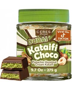 Ceres Gourmet Dubai Kataifi Choco - Premium Chocolate Pistachio Spread with Roasted Phyllo, 9.7 oz