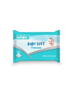 White Facial Tissues Baby Soft 80 Pulls x 3 ply