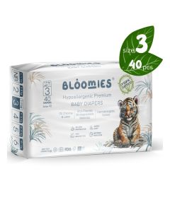 Organic Bamboo Baby Diapers Size 3 (7-11kg baby) 40pcs/ Eco-friendly, Hypoallergenic, Non-toxic, Breathable Nappies
