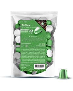 MUST 100 Coffee Capsules in 100% Aluminum Recyclable to infinity Arabica Velluto Blend Intensity 4/5, Box with 100 Loose Capsules Compatible with Nespresso Machine, Made in Italy
