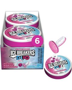 Ice Breakers Duo Raspberry Mint Mints, 1.5 Oz. (Pack of 6) - Sugar Free