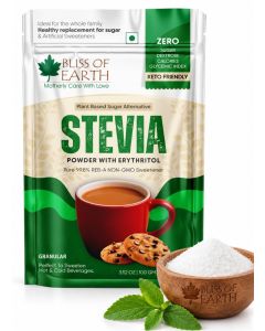 Bliss of Earth Stevia Powder with Erythritol 100g / High-Purity 99.8% Reb-A Stevia Sugar / Zero Glycemic Index After-Taste Free Diet Sugar / Non-GMO, Zero-Calorie & Keto-Friendly.