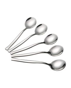 Xowine 12 Pieces Stainless Steel Bouillon Round Soup Spoon