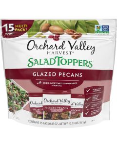Orchard Valley Harvest Glazed Pecans Salad Toppers with Cranberries and Pepitas - 15 Count Pack of 0.85 Ounce Bags