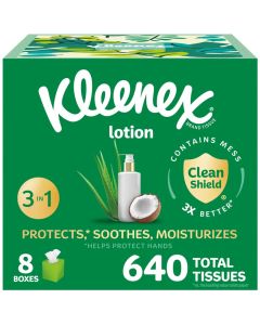 Kleenex Lotion Facial Tissues with Coconut Oil 8 Cube Boxes 80 Tissues Per Box 3Ply